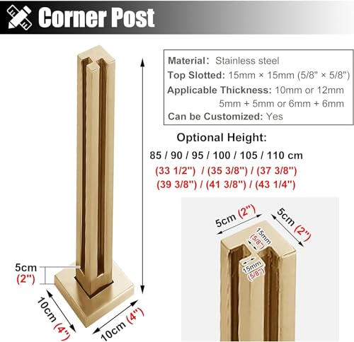 Postes de barandilla de acero para patio exterior y soportes para valla 2