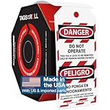 AccuformNMC 100 Lockout Tags by-The-Roll, Bilingual Danger Do Not Operate/Peligro No Ponga En Funcionamient, US Made OSHA Compliant Tags, Waterproof PF-Cardstock, Resists Tears, 6.25"x3", TAR460