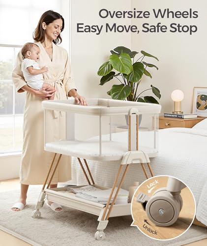 Image of Fodoss Baby Bassinets Bedside Sleeper - 3-in-1 Stable Bassinet for Newborns