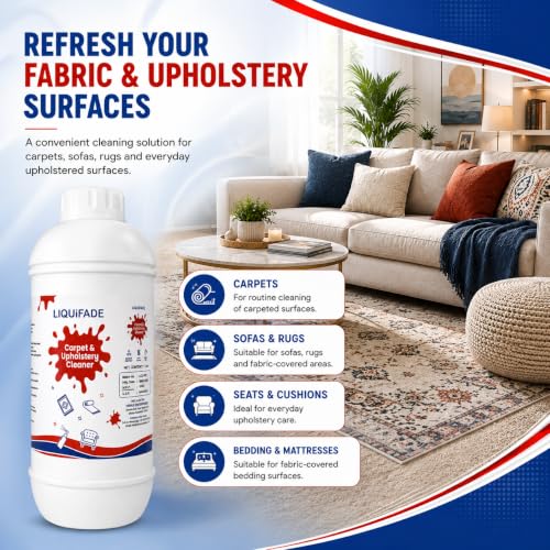 Image of Carpet & Upholstery Cleaner 1Litre | Fabric Surface Cleaning Solution for Carpets Sofas Chairs Rugs Mats & Upholstered Furniture | Suitable for Home Office & Commercial Use