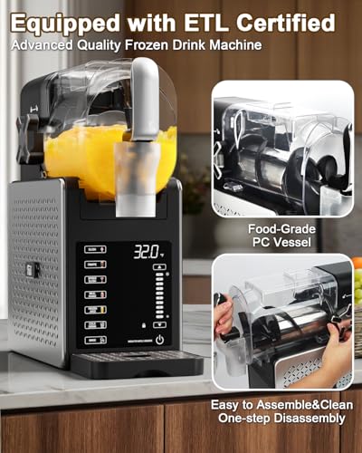 fiii slushie machine 92 oz slushy machine for home 6 preset programs quiet operation led display auto-clean no ice needed perfect for milkshakes margarita smoothie frappes and more