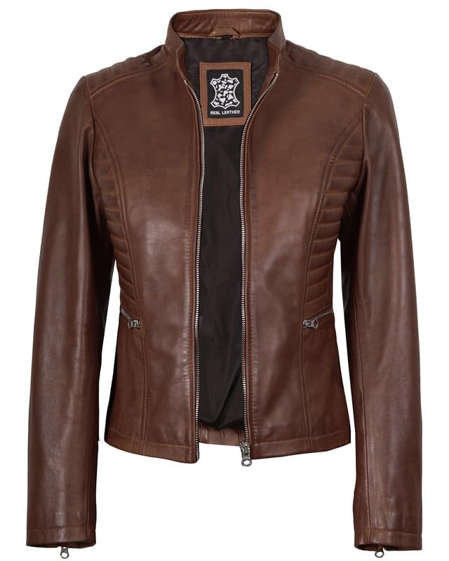 Image of Decrum Leather Jacket for Women - Real Lambskin Casual Leather Jackets Womens