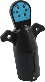 12V 7-Way Blade RV Connector Circuit Tester Trailer Wiring Circuit Hitch Towing Plug, 7 Pin Round Adapter Plug for RV Boat