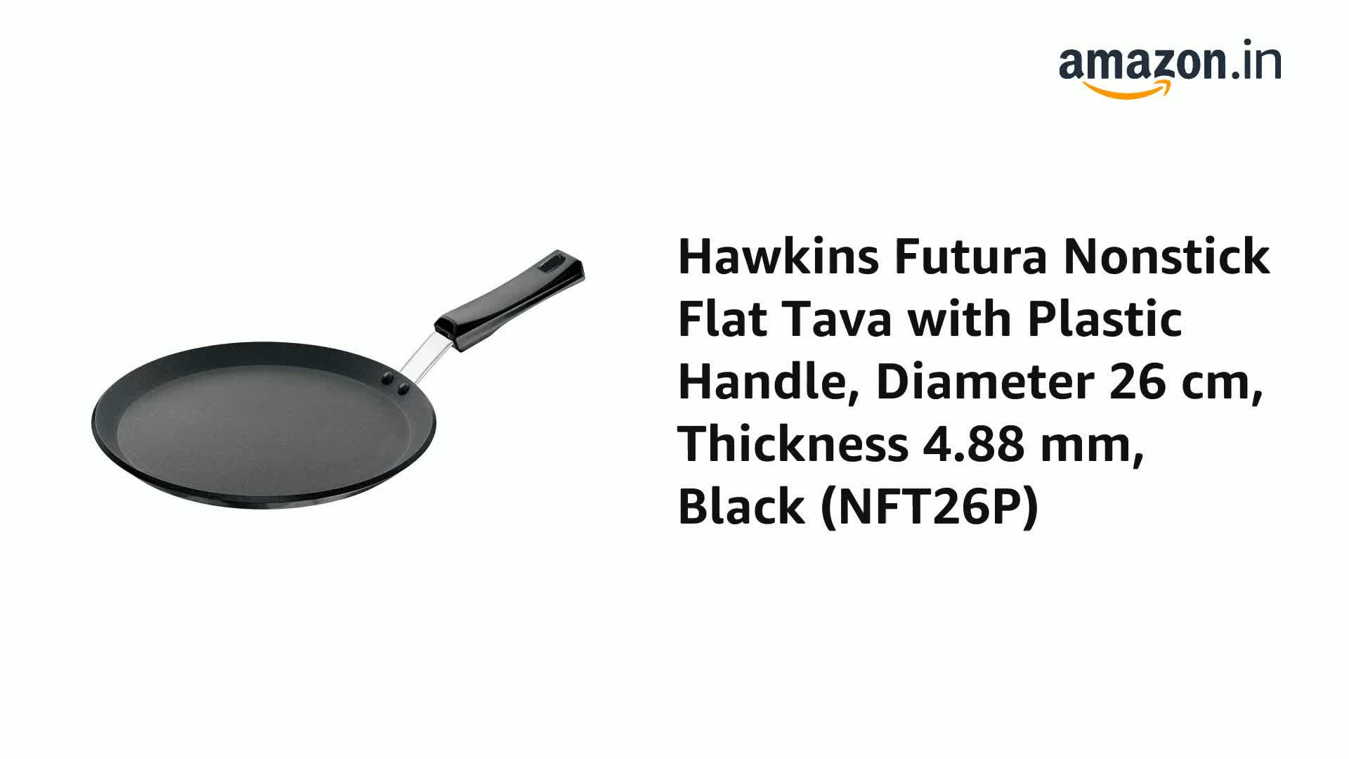 Hawkins Futura 26 Cm Flat Tava – Hard Anodised Aluminium Tawa With Rim & Stainless Steel Handle