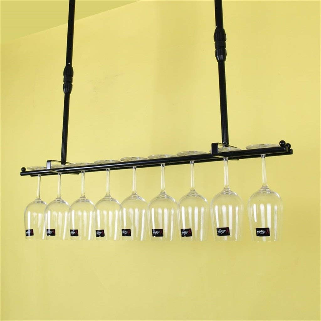 Wine Glass Rack Upside Down Hanging Cup Holder Bar Wine Cabinet (Color : Single Row, Size : L80 x W12cm)