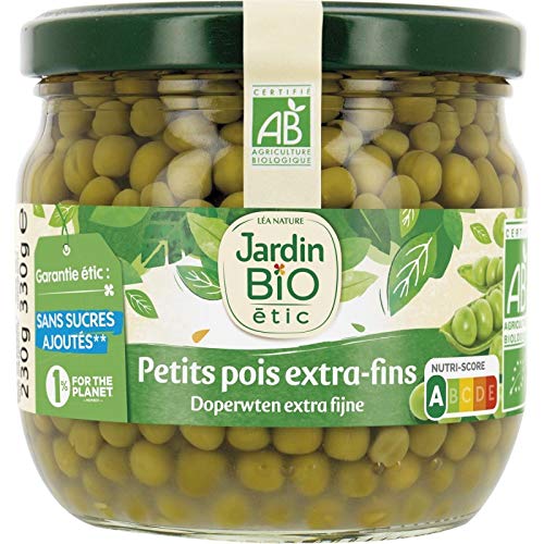 Découvrez les Petits Pois Extra Fins Bio à l'Étuvée de Jardin Bio Étic - 330g | Savoureux, Sains et Nutritifs | Un Classique Diététique en Con - Le Lot De 4
