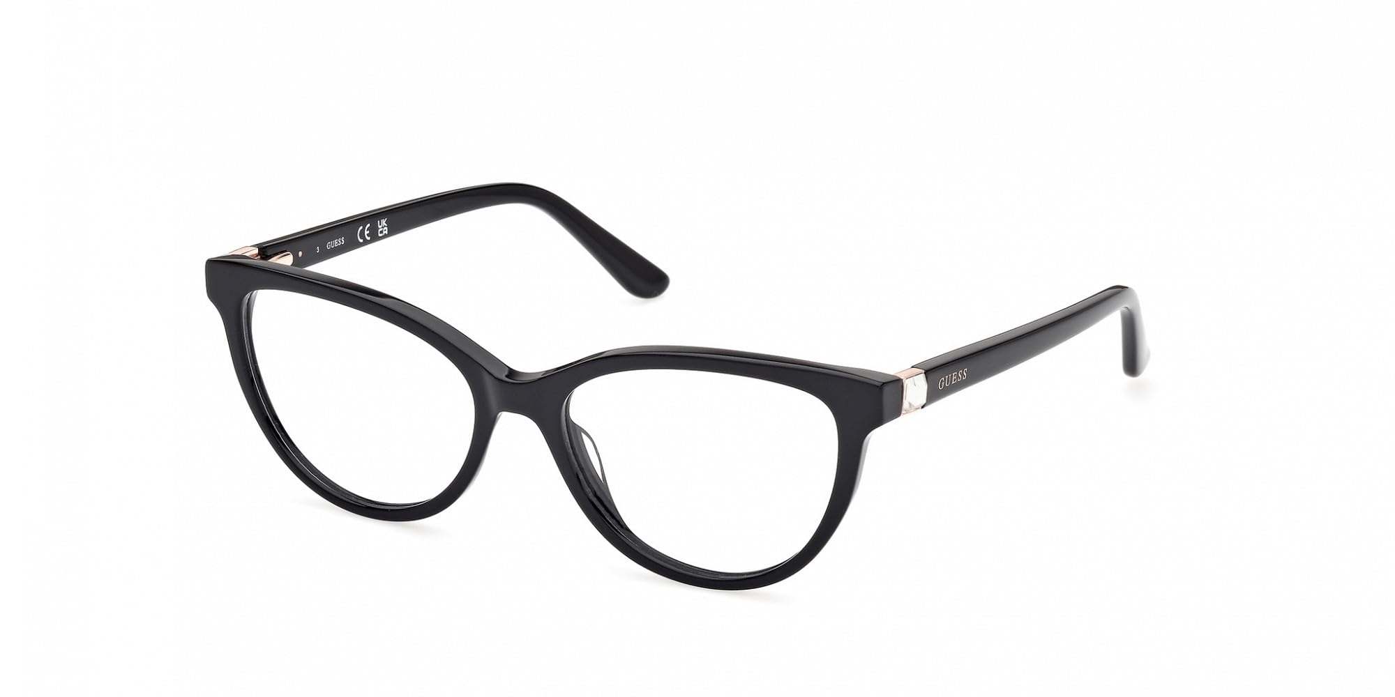 GUESS Damen-Brille inkl. Gläser Vollrand Cat Eye Acetat-Gestell 53/16/140, schwarz