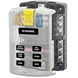 Blue Sea Systems 6 Circuit Blade Fuse Block With Negative Bus 100 Amp Max Per Block 30 Per Circuit