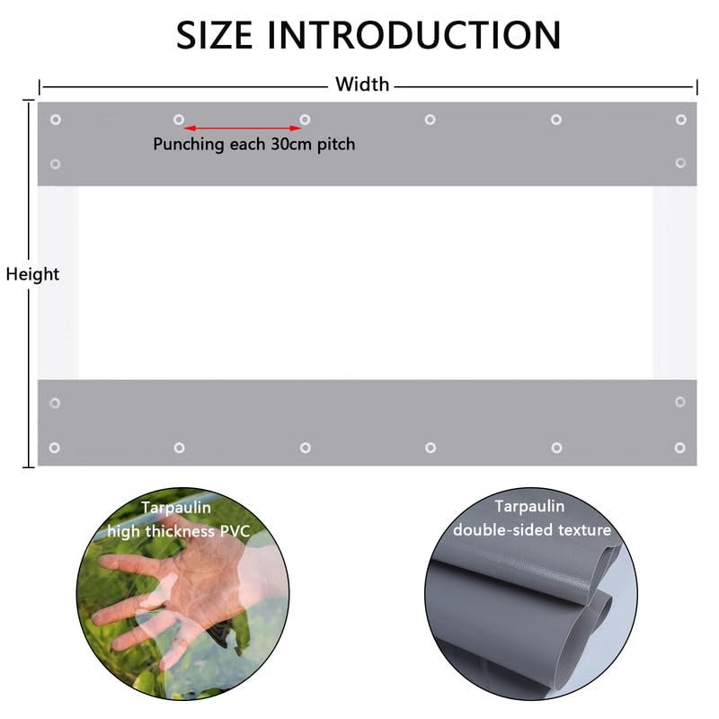 AMXFS Transparant dekzeil met ogen Dekzeil 0.35mm Plantenbescherming Regengordijnen 0.8 * 0.5m PVC Glasheldere Waterdichte Tarpen Beschermend Dekzeil voor Tuin AMXFS Transparant dekzeil met ogen Dekzeil 0.35mm Plantenbescherming Regengordijnen 0.8 * 0.5m PVC Glasheldere Waterdichte Tarpen Beschermend Dekzeil voor Tuin