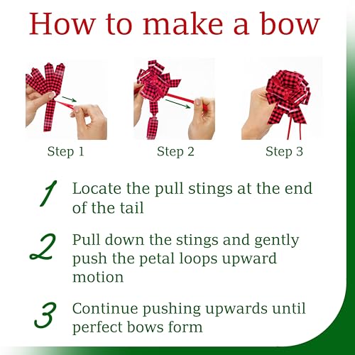 Xmasolutions Eye-Catching Xmas Pull Bows For Easy Gift Wrapping With Ribbon - 5 Inch Wide Wrap Bows For Christmas Tree Decoration thumb #2