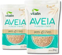 Kit 2x Aveia Em Flocos Finos Sem Glúten Vitalin 200g