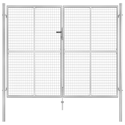 vidaXL Puerta de jardín de acero galvanizado 300 x 200 cm color plata