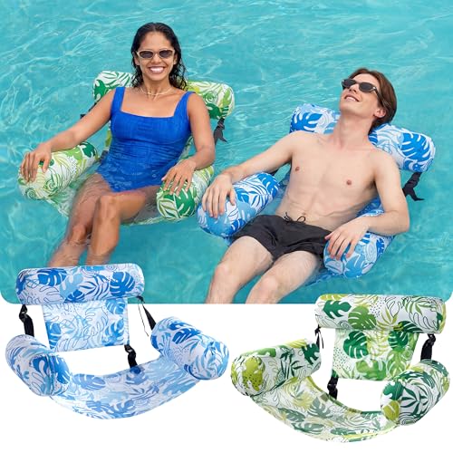 Image of SLOOSH Inflatable Pool Floats Adult,2 Packs Floating Lounge Chairs,Blow up Pool Noodles for Adult Heavy Duty,Floating Chair for Party Summer Water Beach Lake Fun
