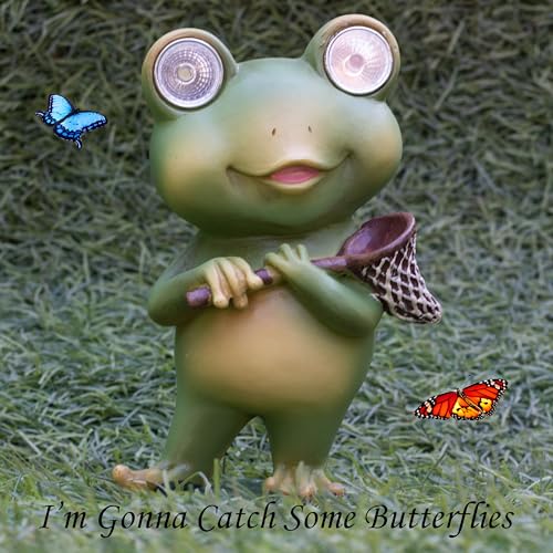 Playful Solar-Powered Resin Adorable Frog Statue – Perfect Garden and Indoor Decor with Auto Light-Up Eyes (Catch It All) — photo — 4 of 9