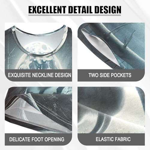 Wolves Moonlight Blue Pajama Set Short Sleeve Summer Pajamas Shorts Sets PJ Clothes Set Soft 5Y4