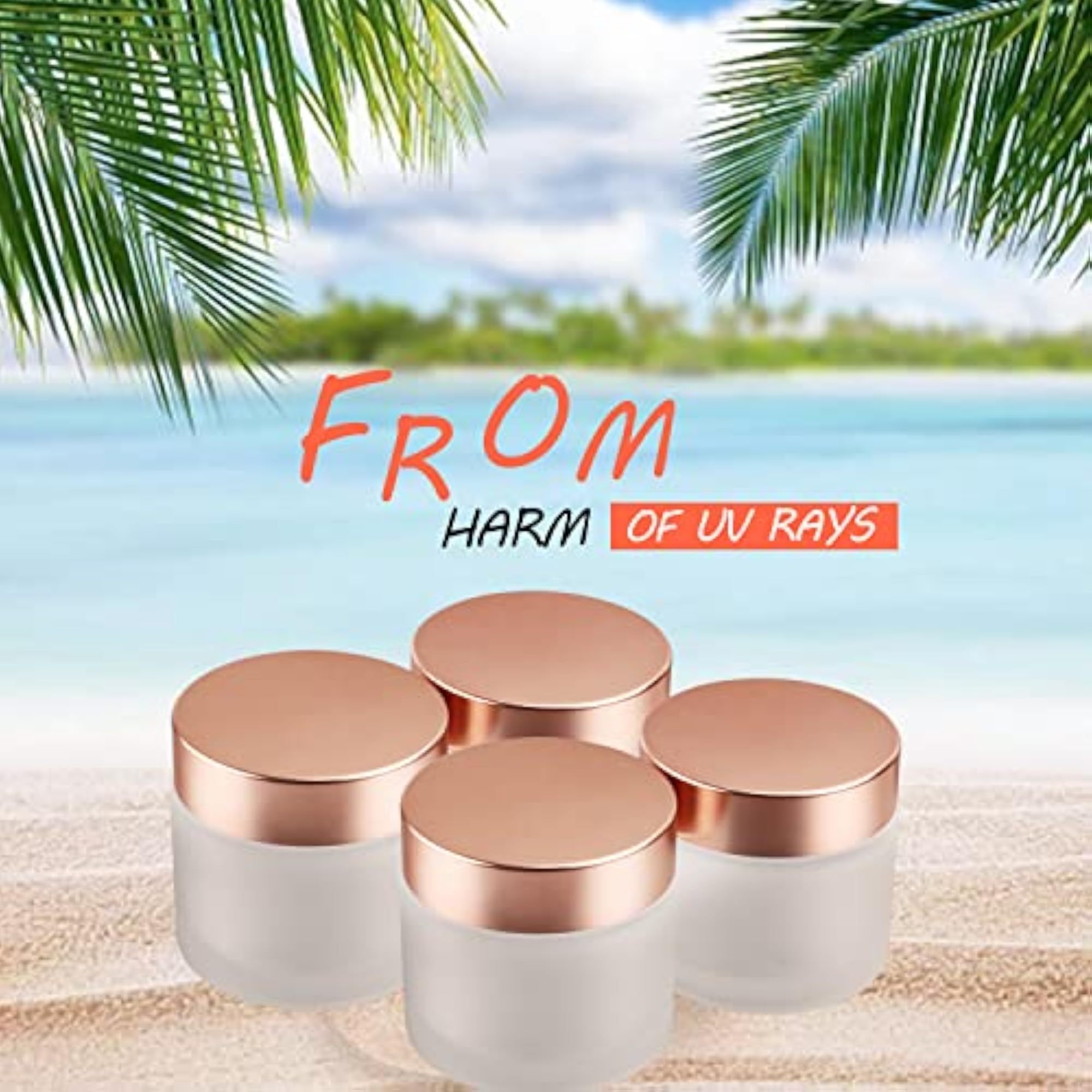 4 Pack 2 oz Frosted Glass Cream Jar, Empty Round Sample Jar