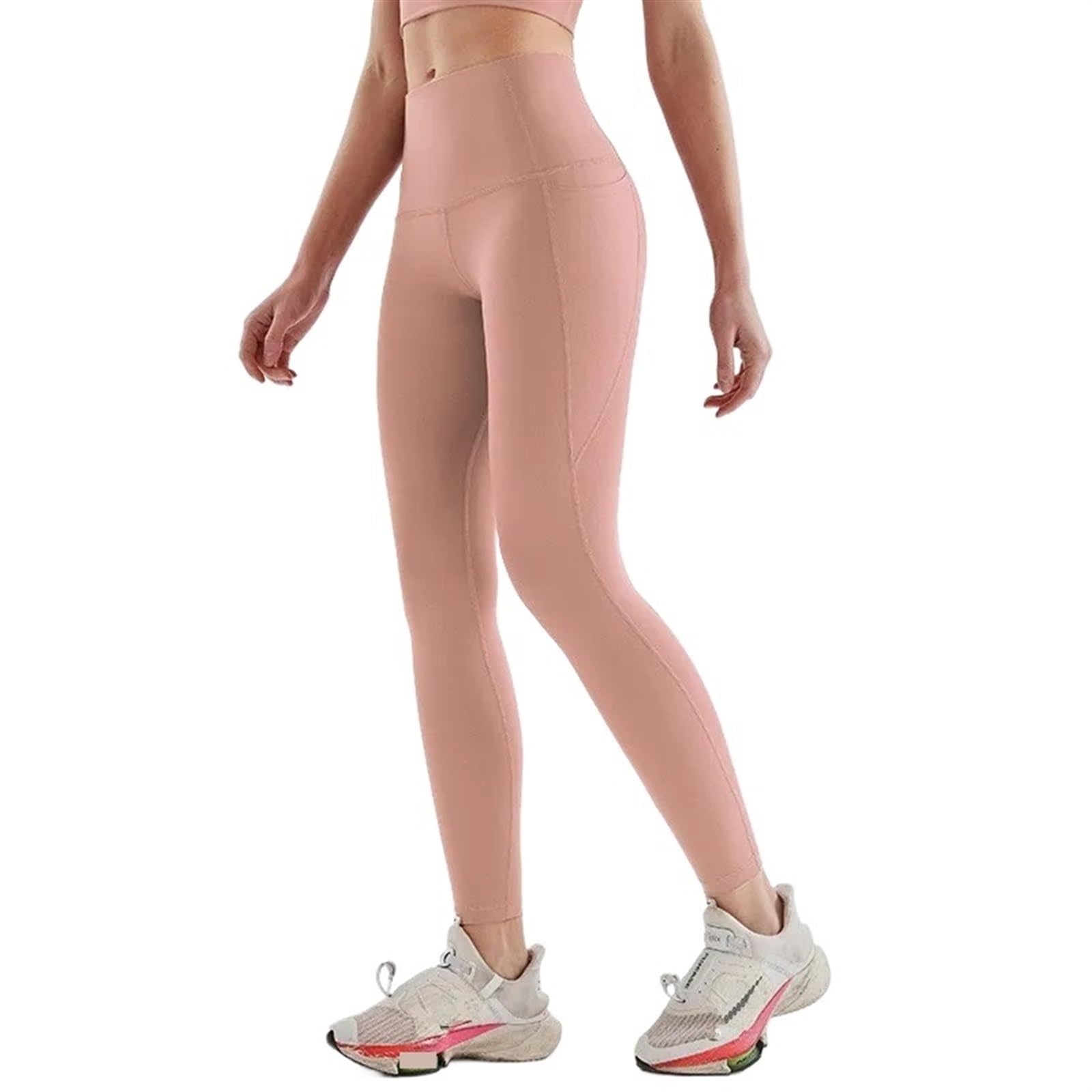 Pantalones de Yoga for mujer, mallas Push Fitness suaves de cintura alta con bolsillo lateral, mallas elásticas sin costuras for realzar la cadera, pantalones informales for correr Leggings mujer(Pink