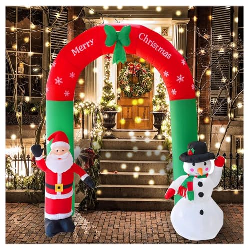 HGWJPZ Arco Inflable Navideño De 7,8 Pies, Muñeco De Nieve De Papá Noel, Decoración Explosiva Al Aire Libre con Luces LED Incorporadas, Adecuado para Fiestas Navideñas, Decoración De Jardín Y Jardín