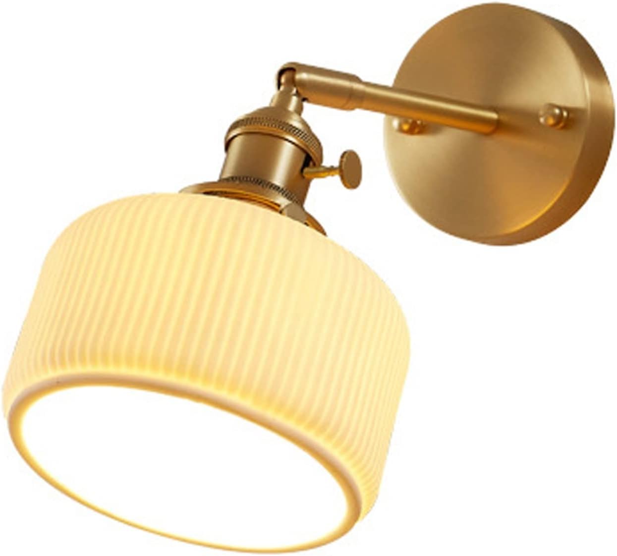 JKJZSALJ Brass Wall Sconces Ceramic Lamp Shade Adjustable Wall Lights Copper Wall Mounted Lamps