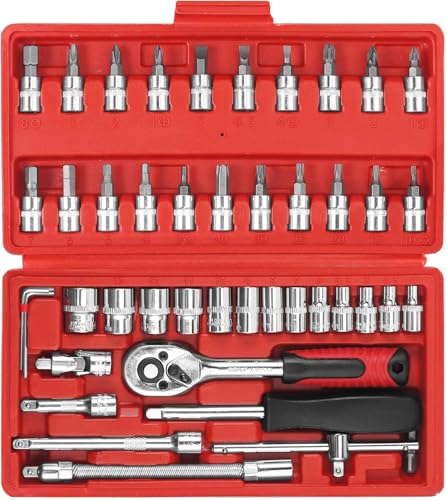 SPARTA Kit de Ferramentas 129 Peças com Maleta: A Solução Completa para Pequenos Reparos 4 Kit de Ferramentas 46 Peças com Chaves Catraca Reversível e Soque...