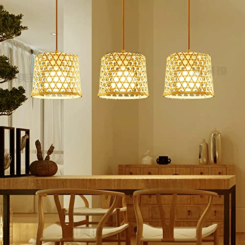 Araña de bambú E27 con altura ajustable para regular luz en dormitorios 3