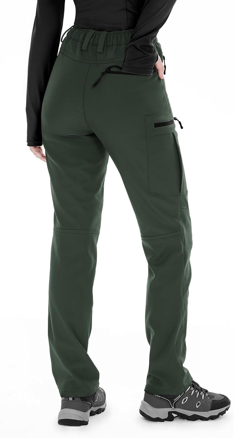 Wespornow Women's-Fleece-Lined-Hiking-Pants Snow-Ski-Pants Water-Resistance-Outdoor-Softshell-Insulated for Winter - Image 6