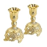OwnMy Set of 2 Taper Candle Holders Candlestick Holders, Elegant Brass Candle Stick Holders...