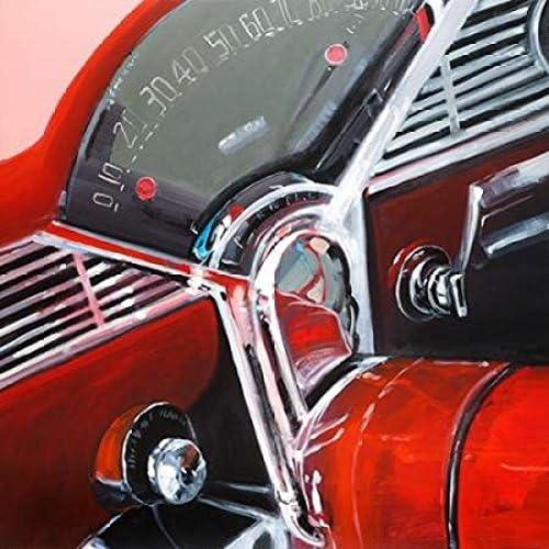 Vintage Red Car Dashboard Poster Print by Atelier B Art Studio (12 x 12)
