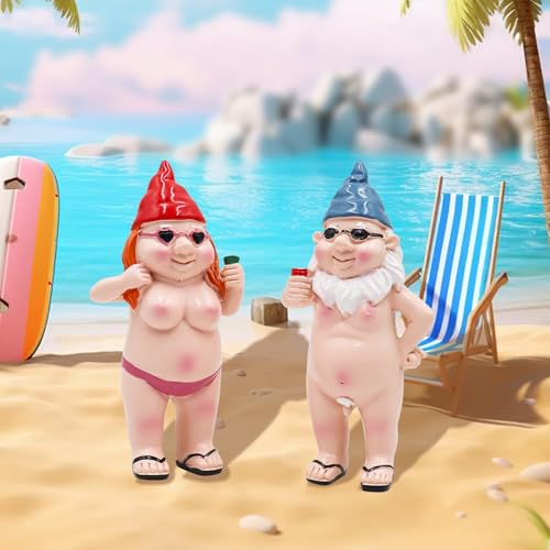 Jinkoozz 2 pcs Fish Tank Decorations, Resin Aquarium Naked Gnomes Decor Statues, Betta Fish Tank Accessories, Ornament for Home Garden Indoor Outdoor Lawn (Man and Woman)