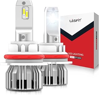 LASFIT 9007 HB5 LED Light Bulbs, 300% Super Brighter, 6000K Cool White 9007 LED Conversion Kit, Plug-and-Play 9007 Halogen Replacement, Mini Size, Non-Polarity, Pack of 2