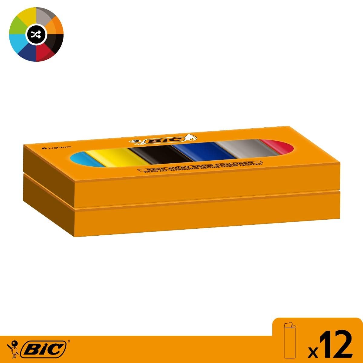 BIC - Juego de 12 encendedores Maxi de pedernal Surtidos