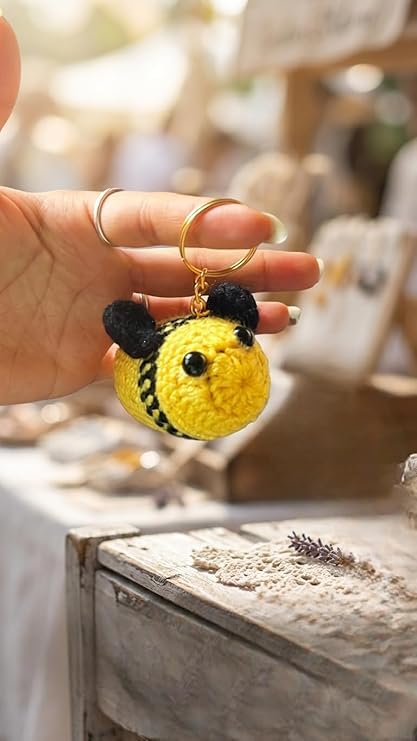 Image of Handmade Crochet Keychain Combo for Girls Women Cute Aesthetic Sunflower Strawberry Watermelon Daisy Knitted Keychain Bag Charm Purse Charm Car Key Ring Backpack Accessories Gift