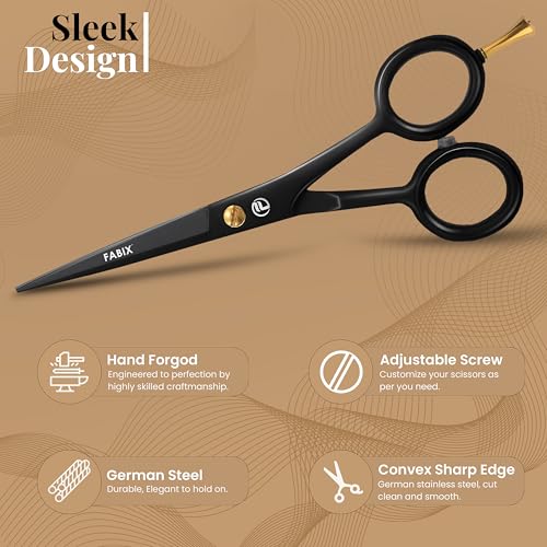 5” Professional Beard Mustache Scissors with 1 Beard Comb, 1 Mustache Comb and Travel Pouch - Perfect Beard Trimming Scissors for All Facial Hair Scissors - Grooming Scissors - Image 3