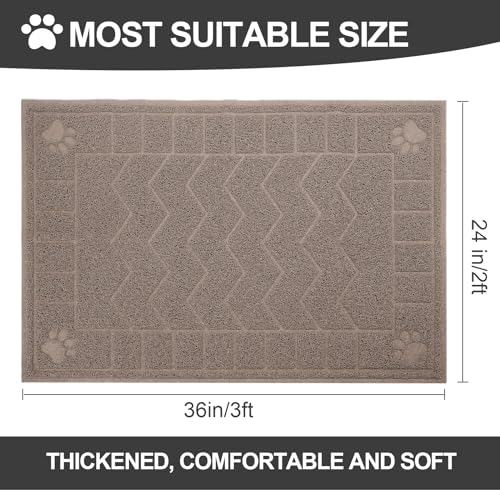 Image of Cat Litter Mat, Litter Trapping Mat Soft on Kitty Paws, 35 inch x 24 inch Kitten Litter Box Mat for Cleaner Floors, Waterproof, Easy Clean, Durable Large Size Cat Litter Pad for Kitten.