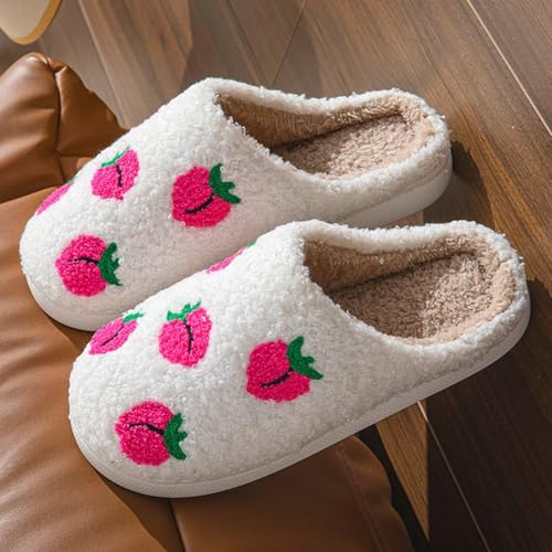 Women Home Slippers Cute Pattern Fruit Series Slippers Indoor Outdoor Cozy Shoes Warm Soft Plush Bedroom Slides Fuzzy Closed Toe Non-Slip Memory Foam Fleece Winter Comfy House Slipper3