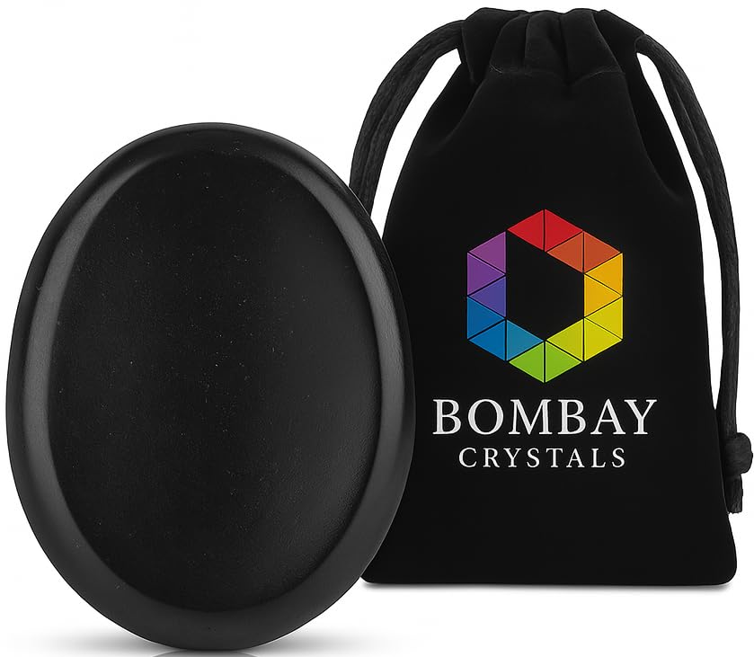 Black Tourmaline Worry Stone – Genuine Polished Palm & Thumb Crystal for Stress Relief, Grounding, Root Chakra Support & Travel Mindfulness Gift