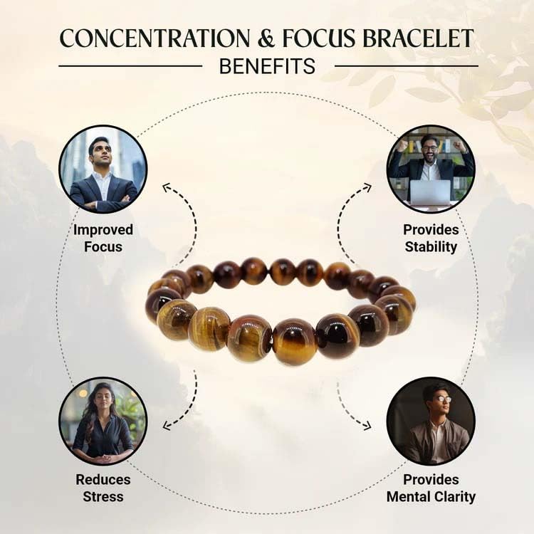 Image of Arihant Gems & Jewels Tiger Eye Bracelet for Men & Women | Natural Tiger Eye Stone Healing Bracelet | Wealth, Protection & Confidence Crystal | 8mm Beaded Stretch Bracelet for Unisex.