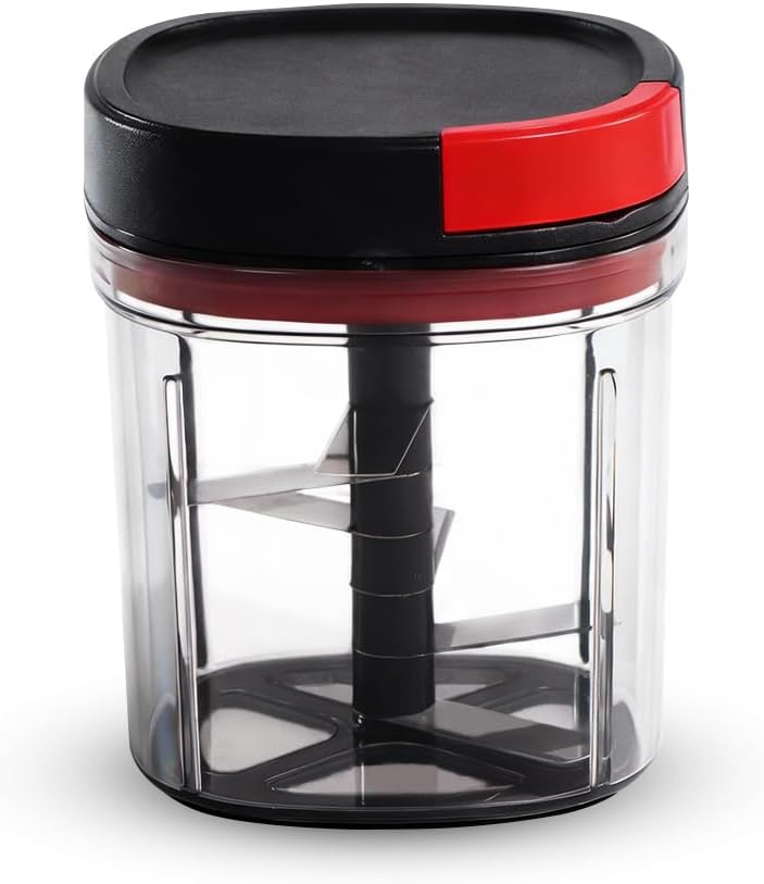 Wonderchef Glory String Vegetable Chopper with 6 Sharp SS Blade, Anti Slip Silicon Base Ring, Air Tight Lid, 900Ml, 1 Year Warranty