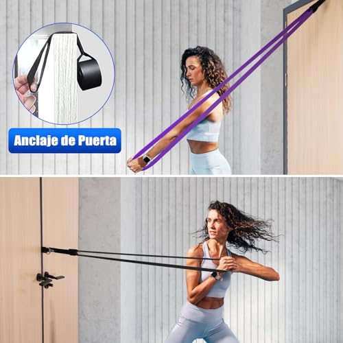 Fokky Gomas Elasticas Musculacion, Set de 6 Bandas Elasticas Musculacion con Anclaje de Puerta y Bolsa de Transporte, Cintas Elasticas Musculacion para Estiramiento, Levantamiento de Potencia, Yoga - Imagen 5