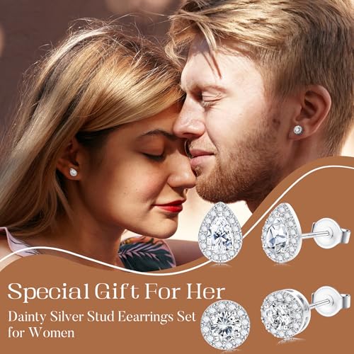 SAILIMUE Hypoallergenic Sterling Silver Stud Earrings for Women Men — view 5