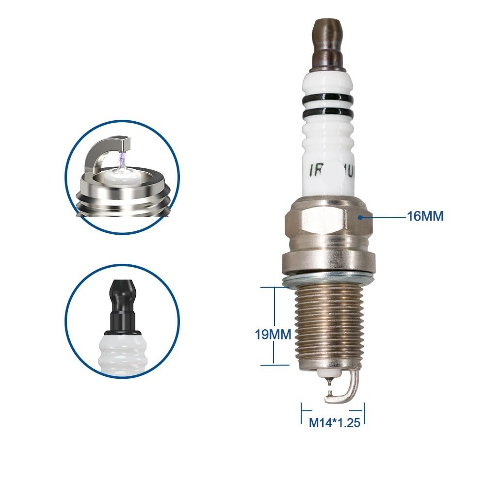 Bujías de Motor para automóviles (2-8 Unidades) Tipo Vela, compatibles con BKR6EIX-11, K20RZ-U11, K20PR-TP11, BY481-BKR6E y bujías de iridio Doble K6RTII-11.