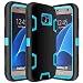 E LV Galaxy S7 Case Hybrid Defender Rugged Shockproof Dirtproof Case Cover for Samsung Galaxy S7 - [Black/Turquoise]