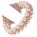 fastgo Compatible with Apple Watch Band 38mm 40mm,Women Girls Fancy Handpicked Artificial Pearl Elastic Stretch Bracelet Jewelry Wristband for Iwatch SE Series 6/5/4/3/2/1 (Rose Gold, 38mm/40mm)