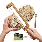 GroveCast Bread Slicer for Homemade Bread - Adjustable Bread Cutter with Slicing Guide, Sharp Bread Knife for Homemade Bread - Includes Bread Lame Scoring Tool