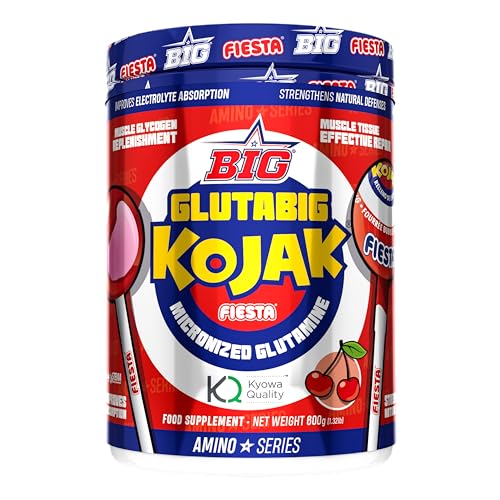BIG - Glutamina - L Glutamina Micronizada Kyowa® para Recuperación Muscular - L-Glutamina Kyowa ® - L-Glutamina Materia Prima Premium con Sabores Exclusivos - 3 meses de suministro (600g, Sabor Kojak)