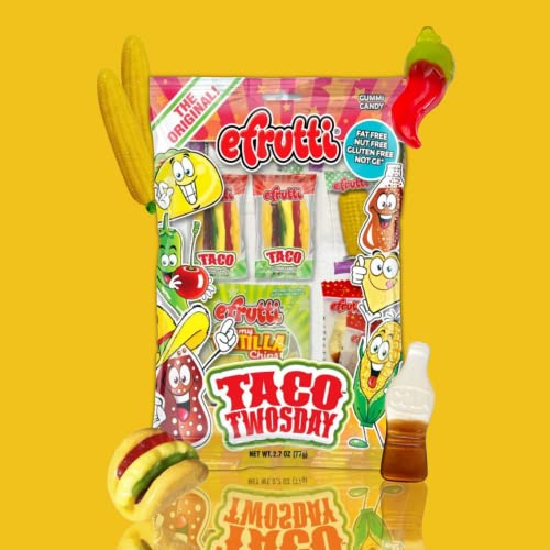 Gummy Taco Twosday Shelf Tray Inspired Candy Bags, Individually Wrapped Chewy Treats, Stocking Stuffers, Party Favors, And More, 3 Pack, 2.7 Ounces #TOP1