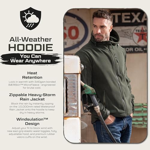 Baerskin Tactical Hoodie Jacket for Men 4.0 - Military Style Fleece Sweater for Cold, Rain, Wind or Snow4