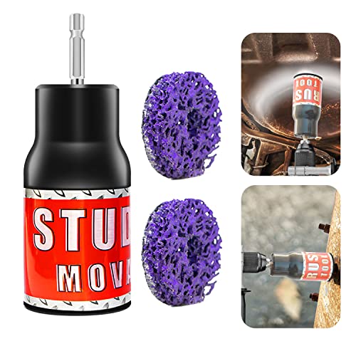 Stud and Hub Cleaner Stud Rust Removal Tool Bolt Derusting Polishing Kit Paint Rust Remover Wheel Cleaning Tool Fits to 1/2” Impact Wrenches or Electric Drill for Screws