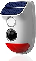 Vista 1 de Alarma solar con sensor de movimiento, sirena de seguridad impermeable IP65 de 120 dB con luz estroboscópica, 3 modos para patio, granja, hogar