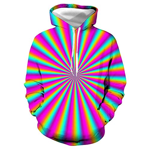 Sudaderas con Capucha Patrón De Rayas De Colores Streetwear Hombres Sudadera Camisas Masculinas Hip Hop Harajuku Tops Unisex 3D Estampado Ligero Suéter con Capucha-M Cover